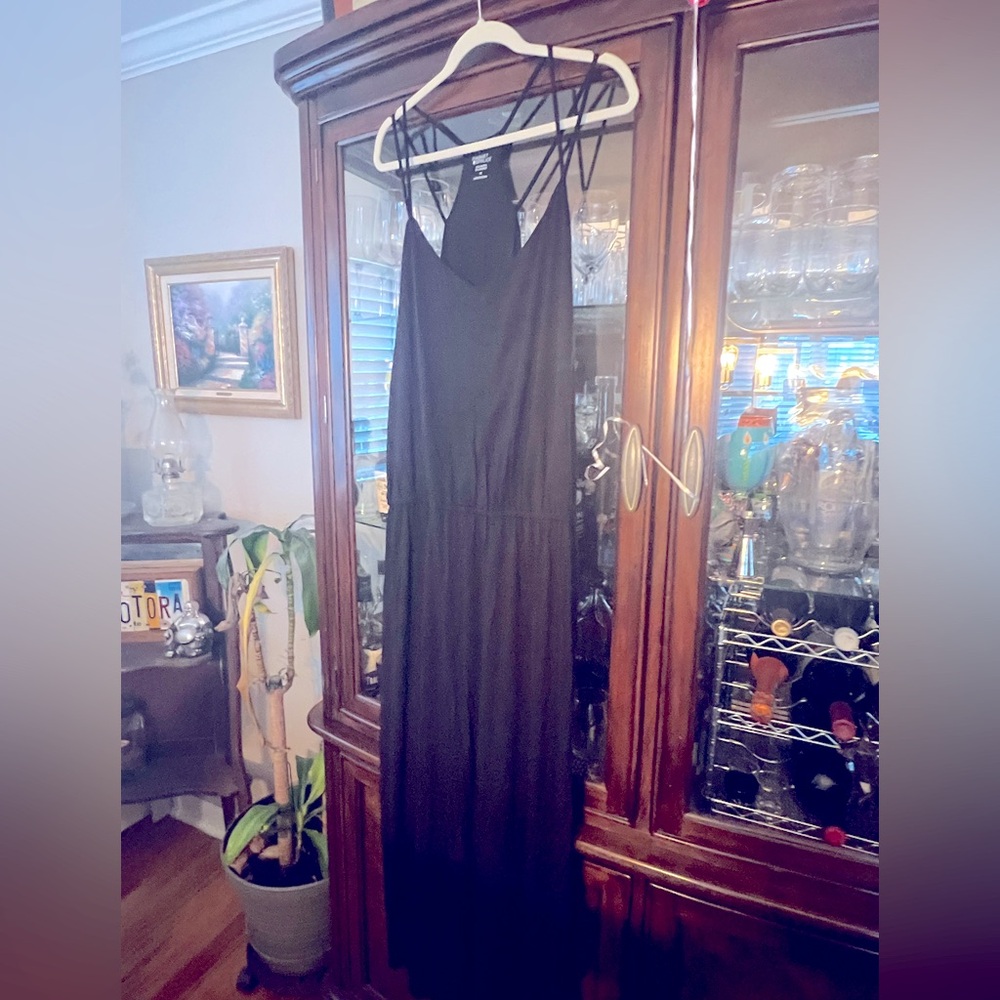 Market & Spruce Women’s Black Alisha Soft Jersey Strappy Long Maxi Dress 2X